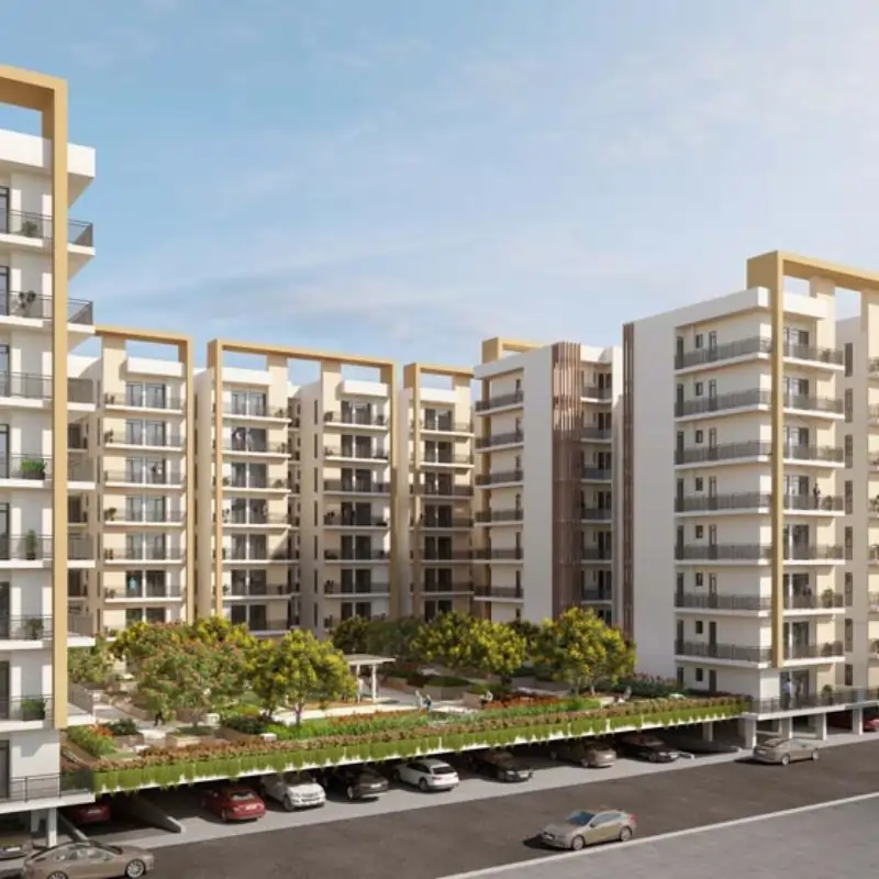 Wave Eligo mid-rise buildings with architectural rendering and parking