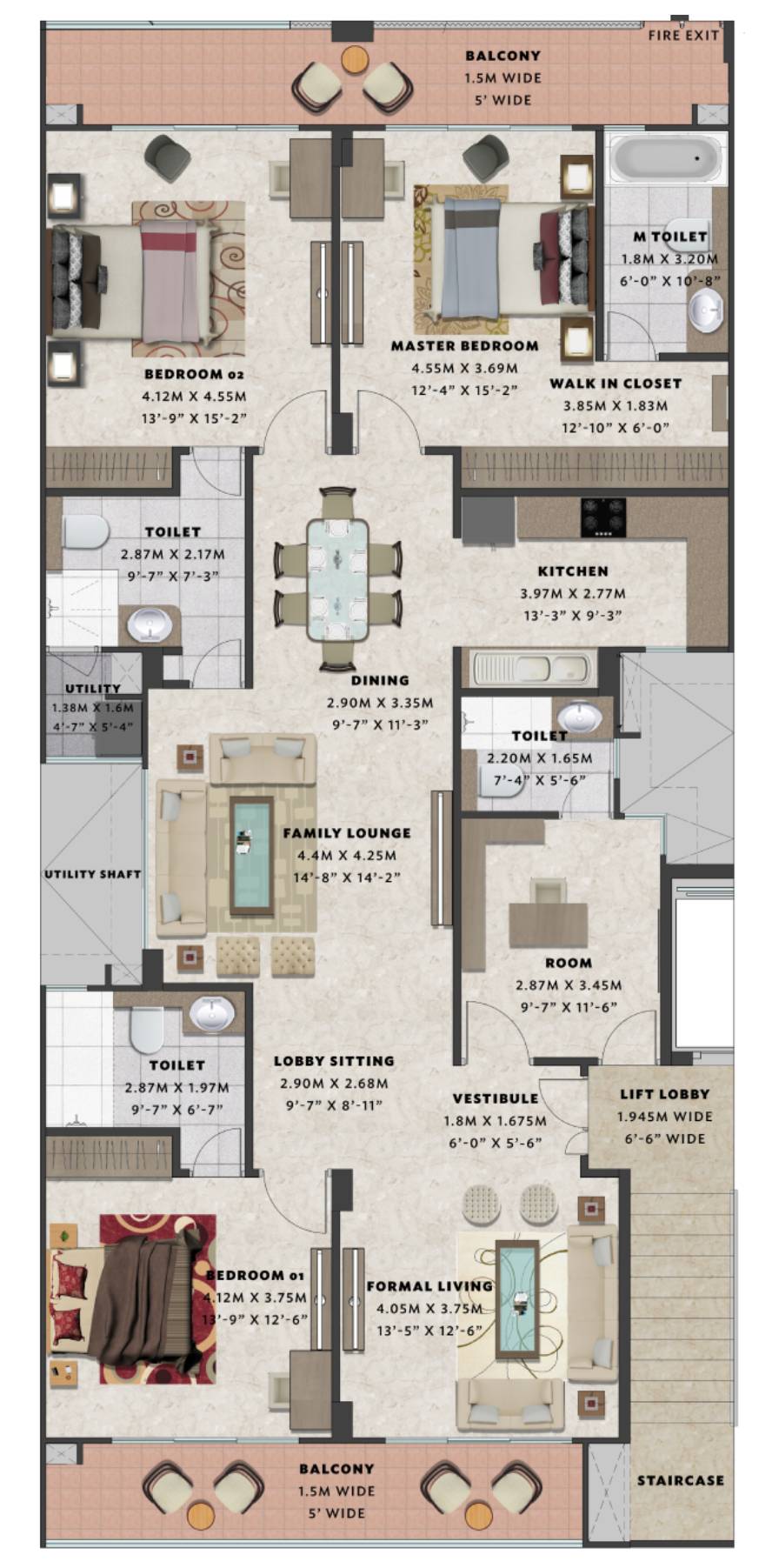 4 BHK - 2,385 Sq.ft